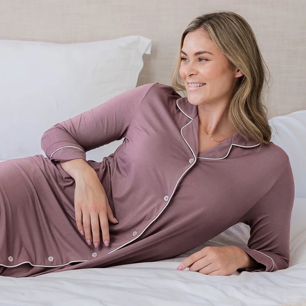 Kindred Bravely Bamboo Sleep Shirt Nightgown Maternity Postpartum Size M Mauve